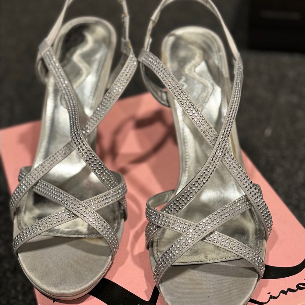 Nina Shoes Silver Strappy Heels